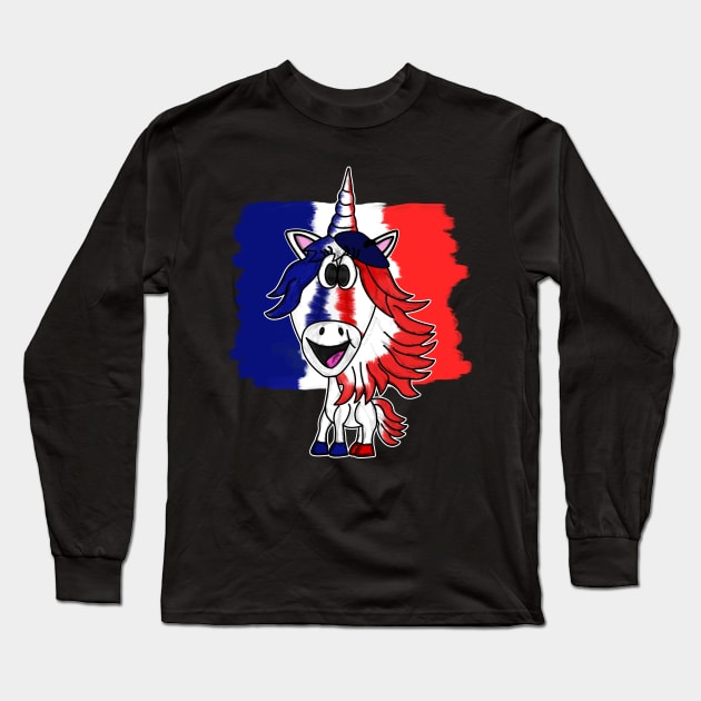 Bastille Day 14 July French Unicorn Tricolore Funny Long Sleeve T-Shirt by doodlerob